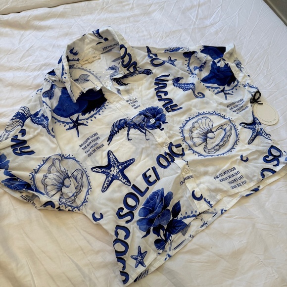 Nautical Button Up Blouse - Picture 1 of 2